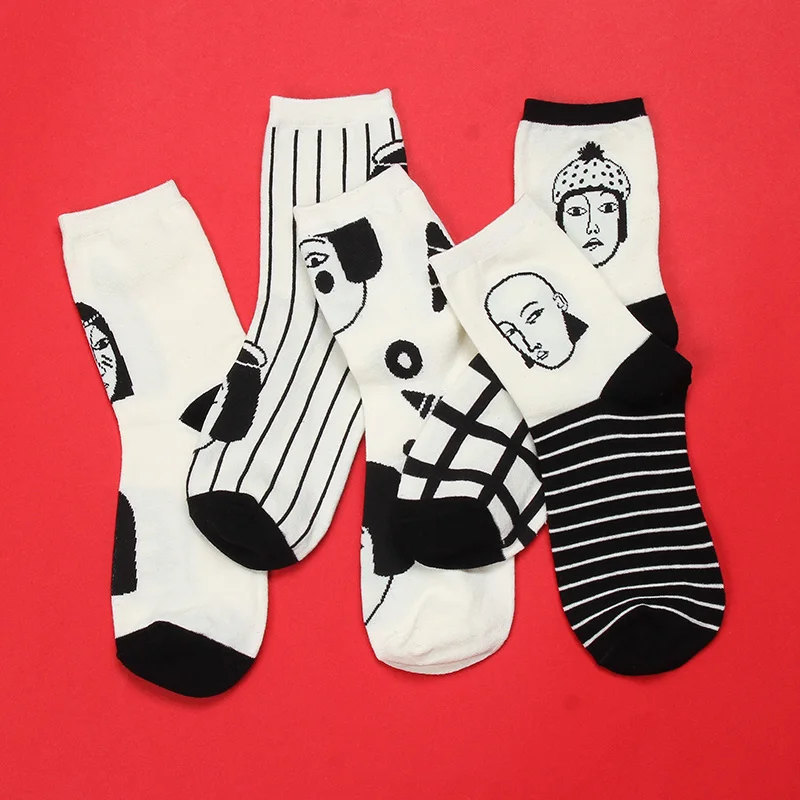 Модные женские носки в стиле хараджуку, мужские полосатые клетчатые носки с рисунком персонажей, повседневные носки унисекс, забавные Женские чулочно-носочные изделия