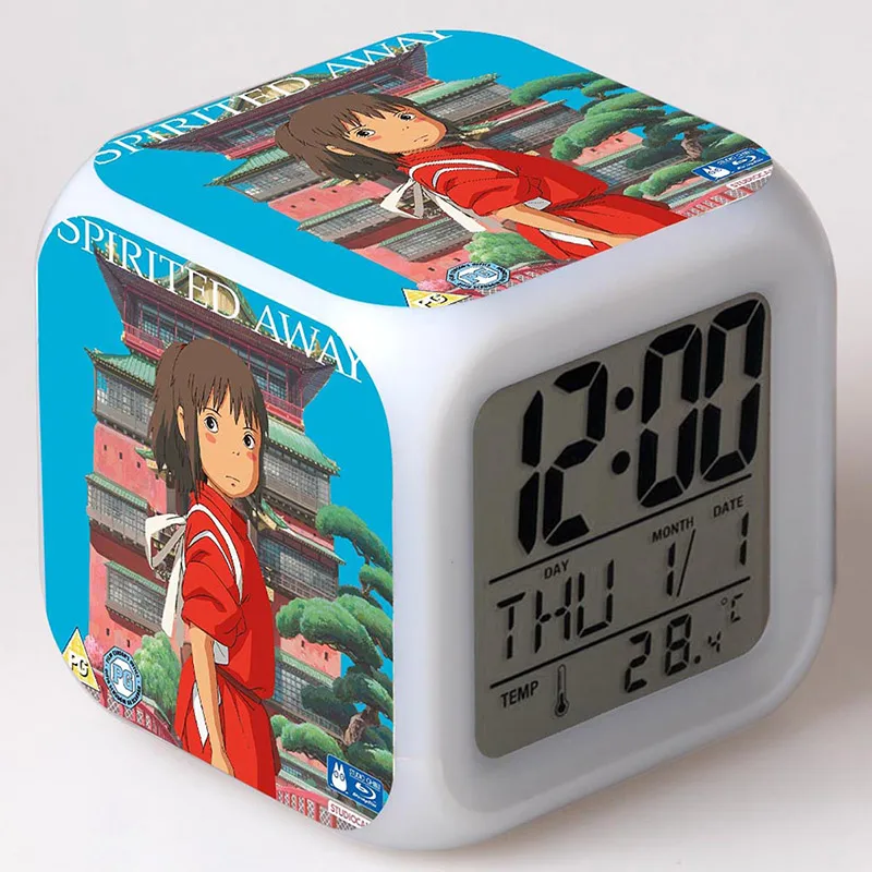 

Spirited Away Japan Manga Anime Figurines Juguetes LED Clock Touch Colorful light Ogino Chihiro Figma Toys for Kids