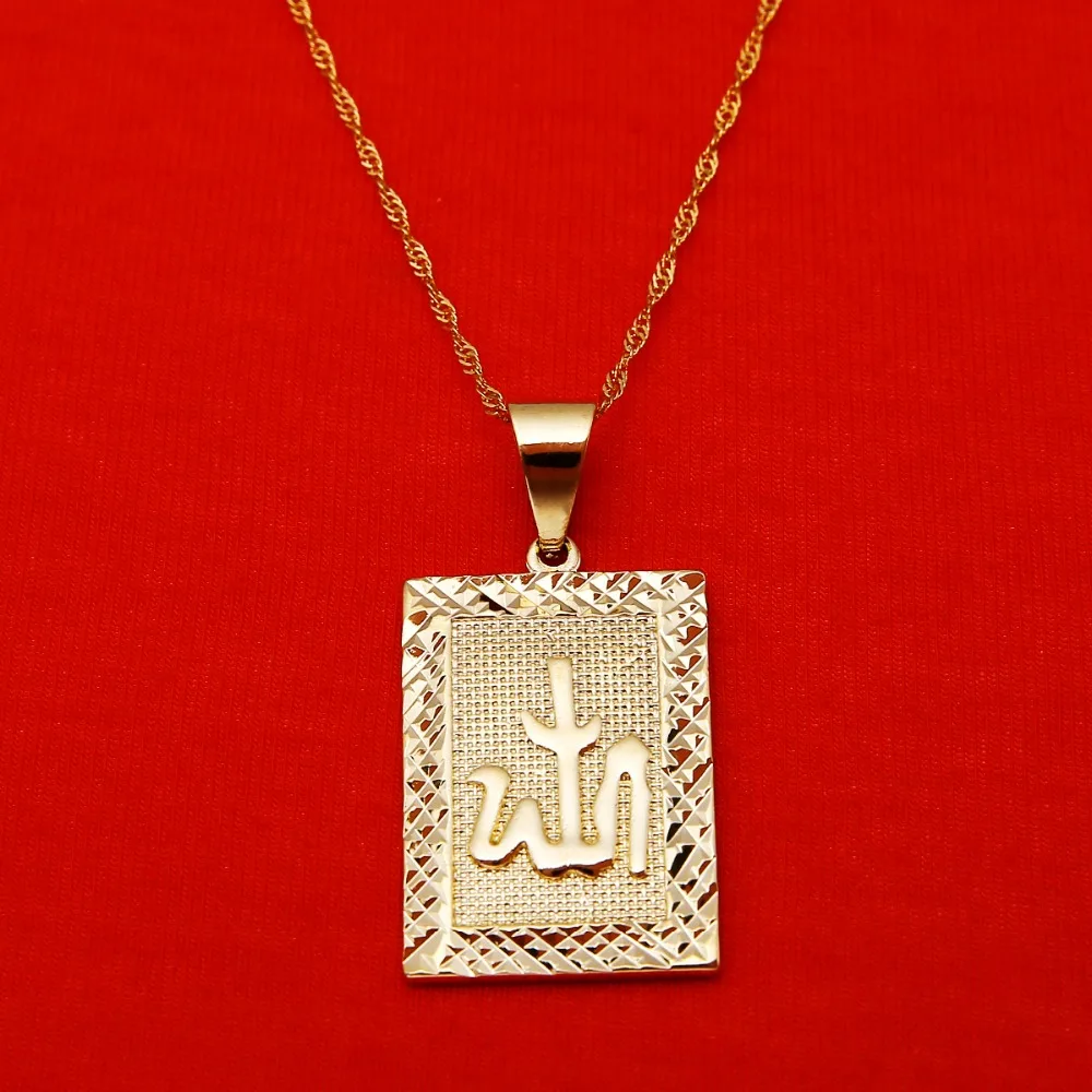 

Islamic Allah Pendant Necklace For Women Men Gold Color Trendy Islam Charm Necklace Religious Muslim Jewelry