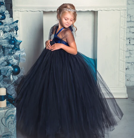 Дизайн элегантное голубое платье-пачка navy платье с алмазным поясом с цветами для детей вечернее платье для девочек платье для специального случая Vestidos PT120