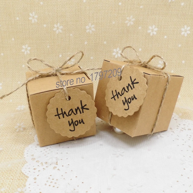 1pcs Natural Brown Kraft Paper Wedding Candy Box With Thank You Tag Rustic Decor Vintage 1pcs Natural Brown Kraft Paper Wedding Candy Box With Thank You Tag Rustic Decor Vintage