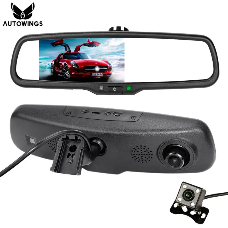 5.0 Inch 1080P Car Rear View Camera with Monitor Car DVR Video Recorder Rearview Mirror Monitor Auto Dimming Parking Monitoring