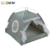 2019 Portable Foldable Pet Dog Tent House Breathable Print Pet Cat House with Net Outdoor Indoor Mesh Cat Small Dog Tent House