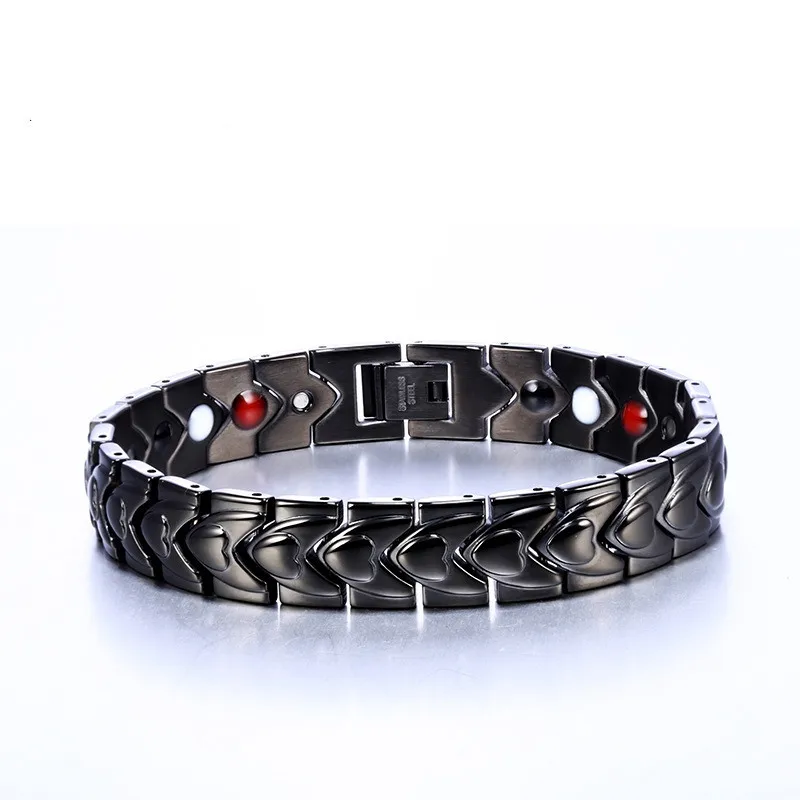 

Charm Bracelets for male Fashion Healthy Energy Bracelet Hearted design Stainless Steel Health Care Magnetic Gold Bracelet Hand
