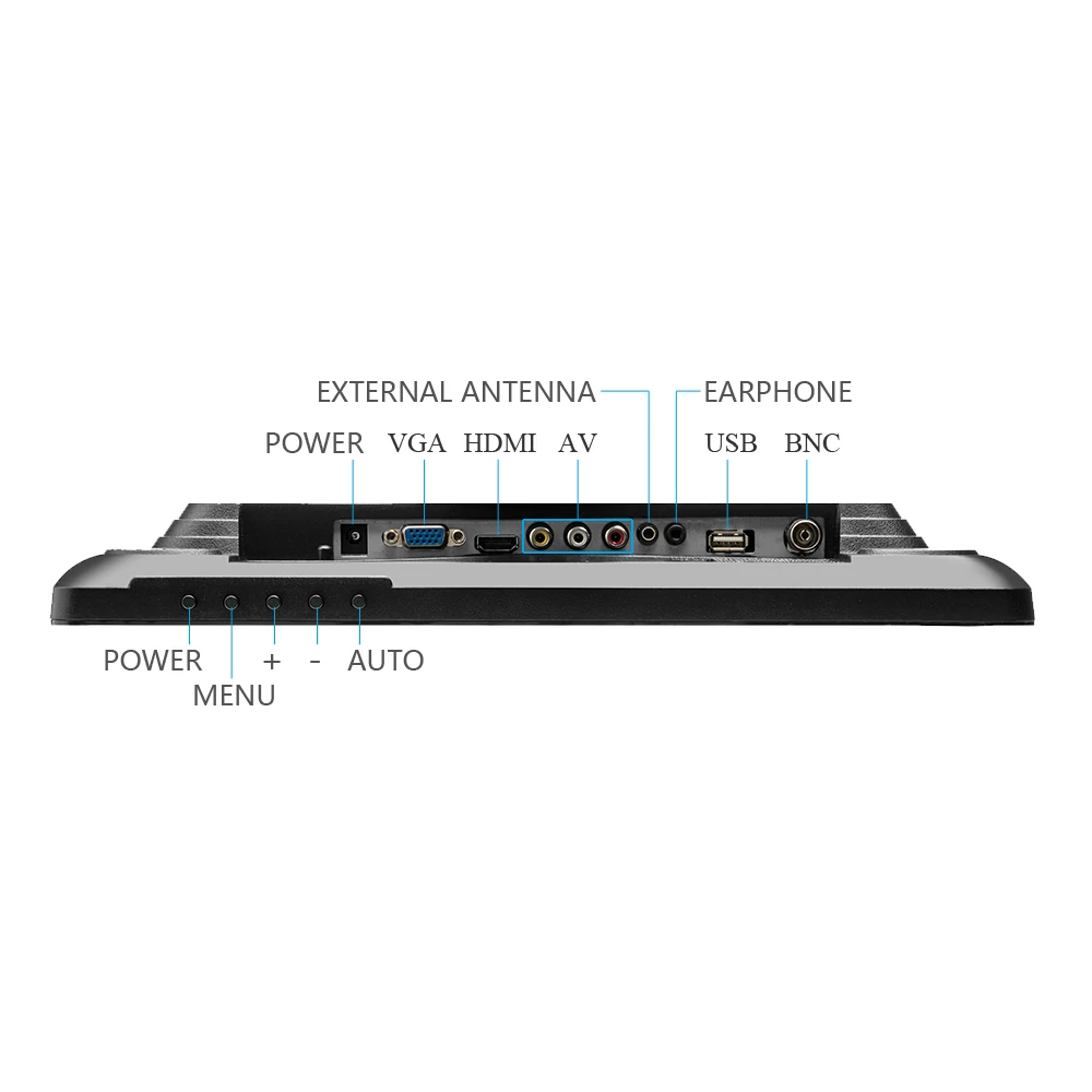 Podofo 1" ips lcd HD монитор ТВ и компьютер дисплей 1024x768 цветной экран камера видео безопасности CC tv DVD монитор динамик BNC VGA