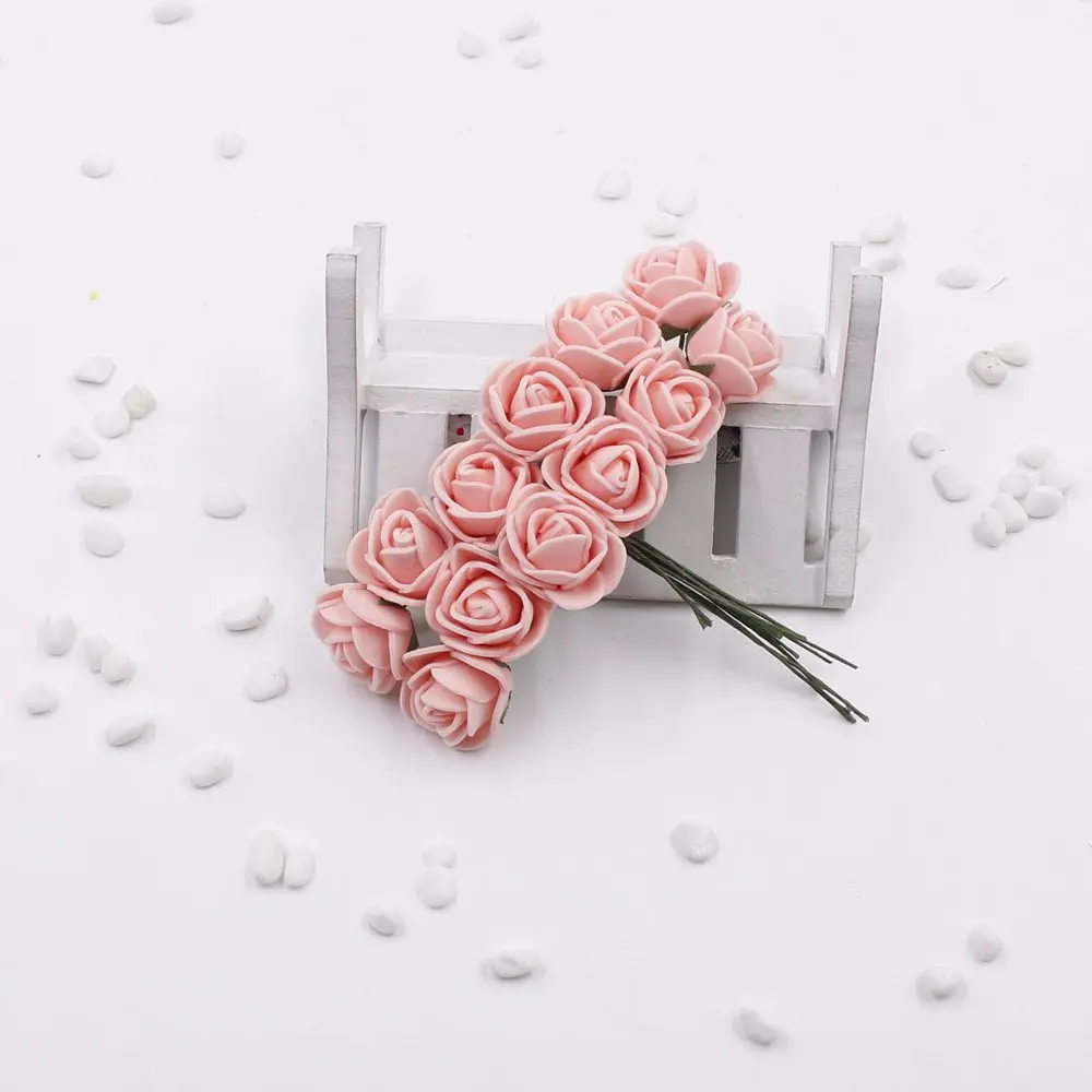 12 шт./лот пенопласт pe искусственные розовые цветы для свадьбы дома подарочные пакеты DIY Розовый скрапбук ручной работы цветок Gar - Цвет: Clear pink
