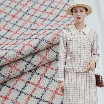 

The checkerboard pattern fashion tweed fabric for dress coat suits telas por metros tissu au metre tecido tela tissus Christmas