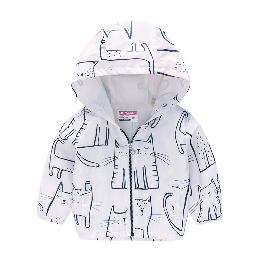 

Toddler Kids Baby Grils Boys Long Sleeve Cartoon Print Hooded Coat Tops Outfits Clothing toddlers coat spring boys jackets new