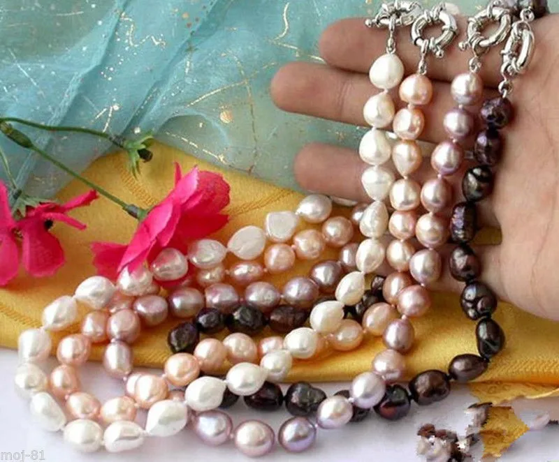 4pcs-8-9mm-Natural-White-Pink-Purple-Black-Freshwater-Baroque-Pearl-Necklace-17-