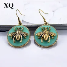 XQ с бесплатной доставкой Европейская и американская мода ювелирные изделия и золотые серьги женский пчелиный светильник зеленые серьги для женщин