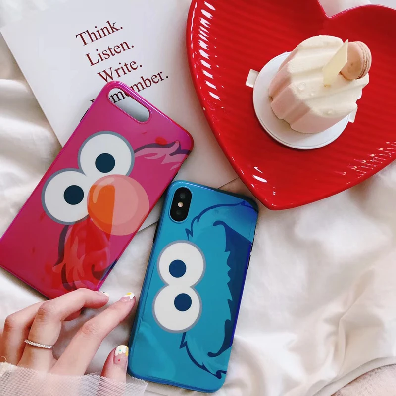 

Hot Sesame Street Cute Cartoon Cookie Elmo Blu-ray soft silicon cover case for iphone 7 7plus 6 S 6s plus 8 8plus X phone cases