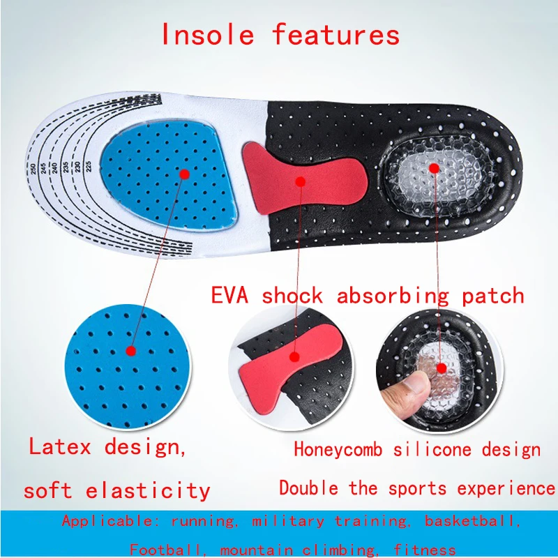 Dropshipping Unisex Sport Orthopedic Arch Support Pad Shoes Running Sport Gel Insoles Pad for Women foot care Big Size