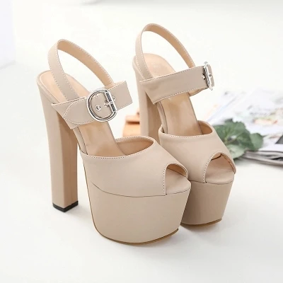 

2018 summer new sexy temperament high heels ladies open toe thick sandals trend.