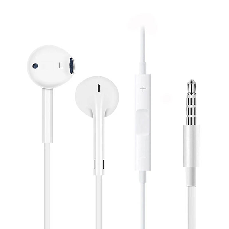 JS-For-Apple-Wired-Earphone-White-Flat-Head-Ear-Hook-Volume-Control-Sport-Earphone-Music-Traveling