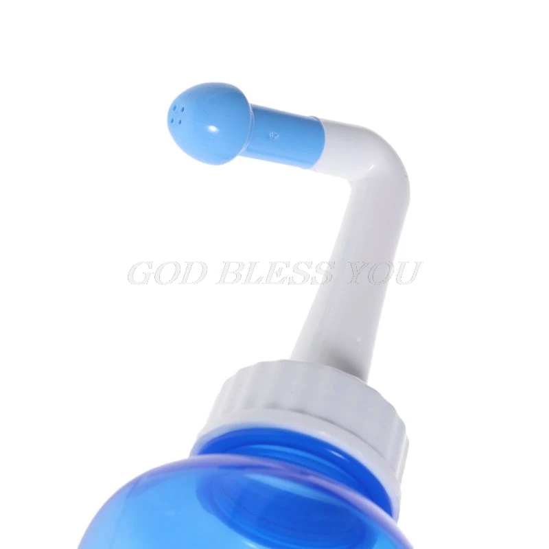 Nose Nasal Wash System Pot Sinus Allergies Relief Rinse Neti Children Adults 500mL Plastic Blue Bottle Equipment Practical New