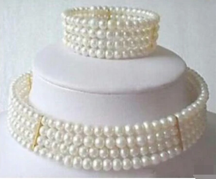 

07749 White Pearl Necklace Bracelet set