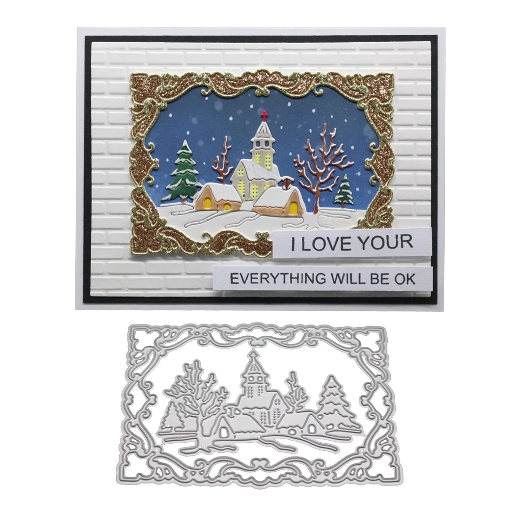 

House and Christmas tree Metal Cutting dies Stencils for DIY Scrapbooking Stamp/photo album Decorative Embossing DIY Paper Cards