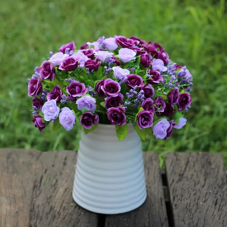 21 head artificial silk rose flower decorative Flowers for Wedding party Flower Home Decoration bouquet (21)