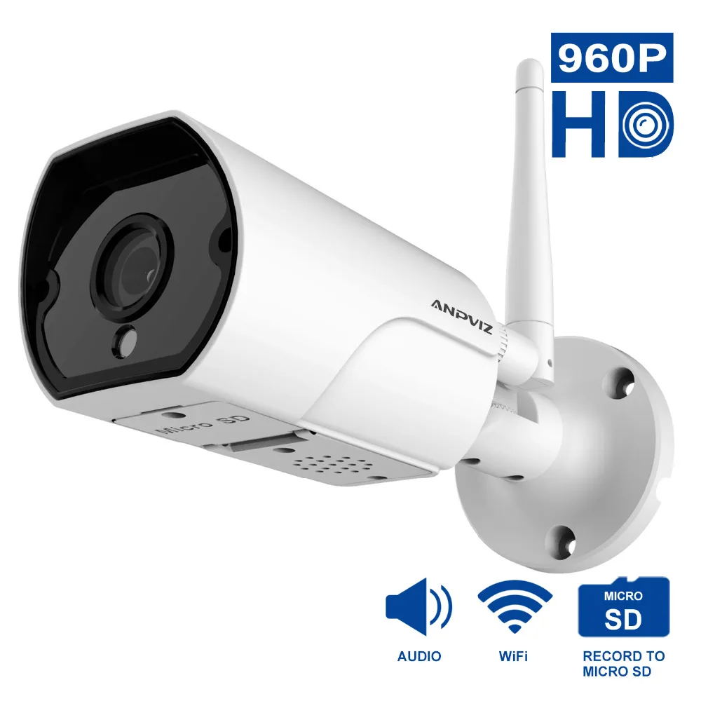

Anpviz 960P Wireless Video Surveillance Cameras Onvif Outdoor 1.3 Megapixel WiFi Home Security Bullet IP Camera Two-Way Audio