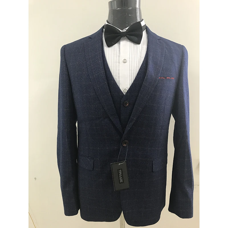 Navy blue Mens Suits Slim Fit (Jacket+Vest+Pants) Set Modern Latest
