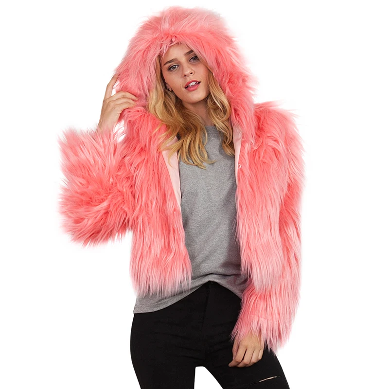 Aliexpress.com : Buy Fashion Women Winter Faux Fur Hooded Coat Long ...