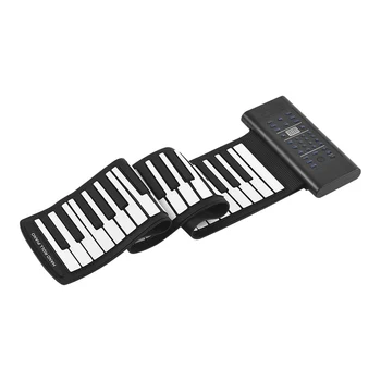 

61-Key Roll Up Piano Electronic Keyboard Silicon Built-in Stereo Speaker 1000mA Li-ion Battery Support Microphone functions