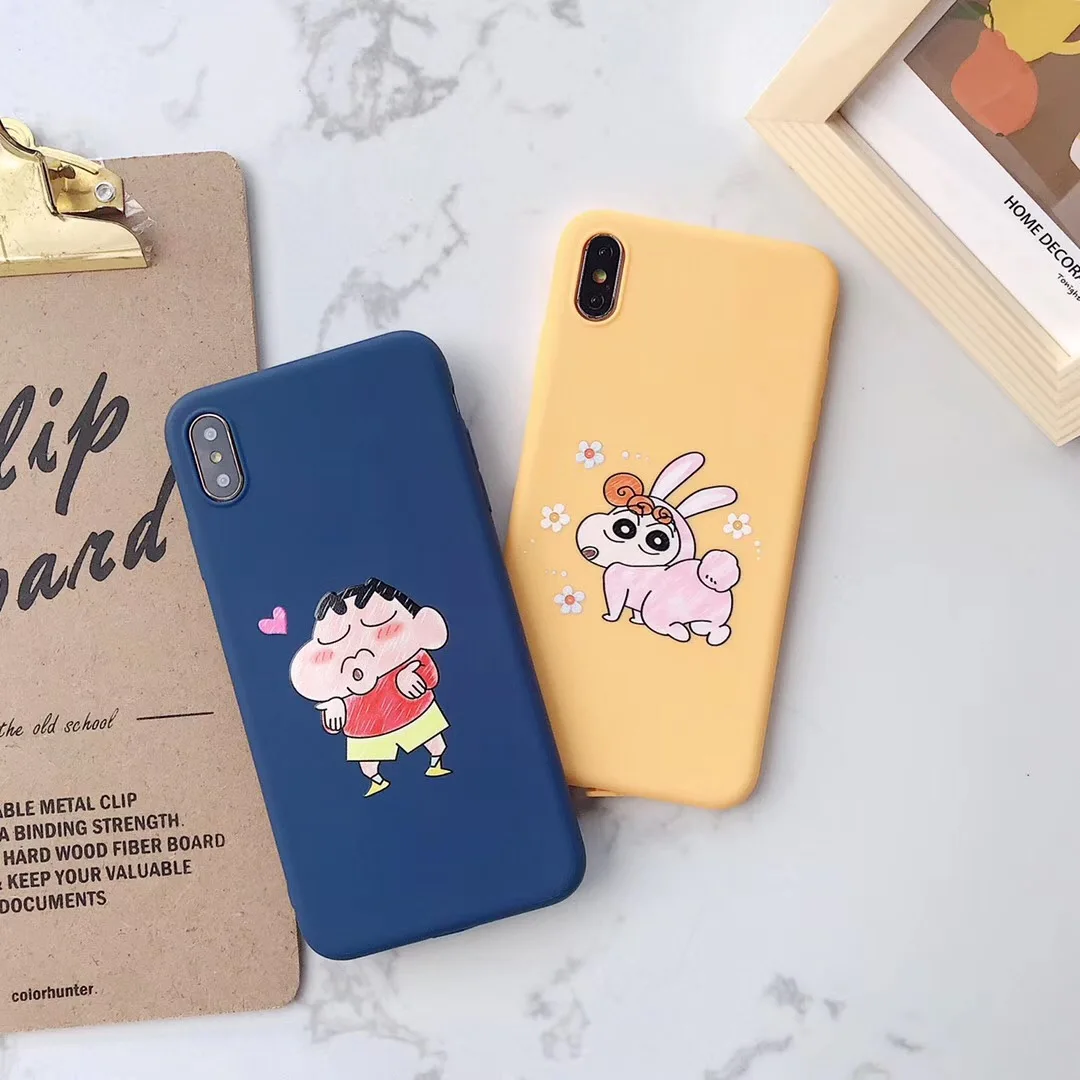 

Cartoon Cute Kiss Crayon Shin-chan Sister Phone Case For iphone Xs MAX XR X 6 6s 7 8 plus Funny Candy Couple soft TPU back Cover
