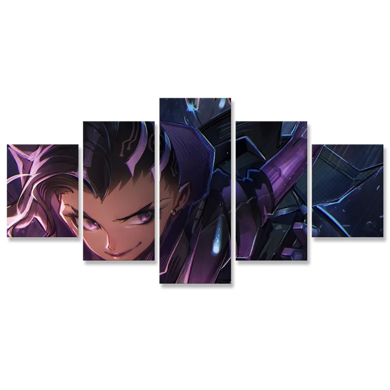 Sombra Overwatchs Холст Живопись 5 шт. постеры с изображением и репродукции, настенное искусство картины для гостиной на стене