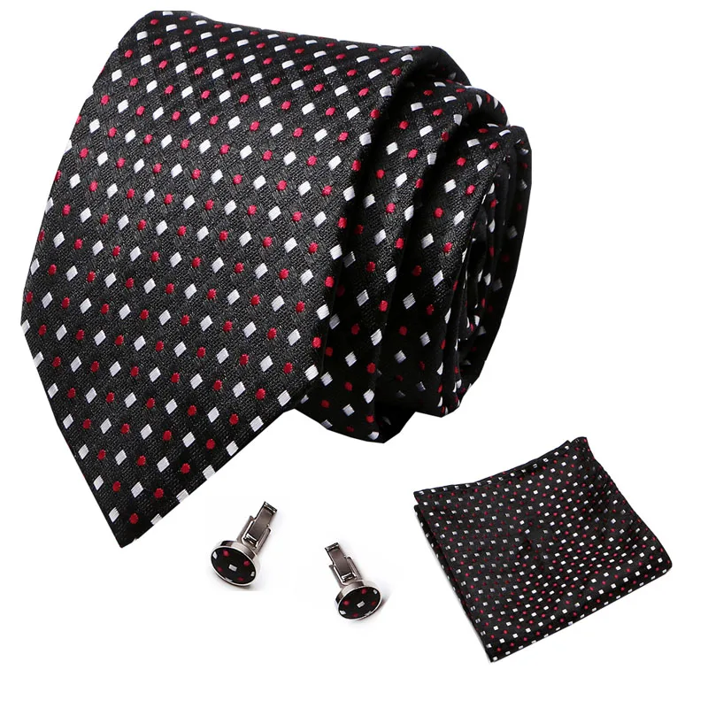 Новый Одноцветный галстук, 8 см, черный, красный галстук, запонки с квадратным узором в виде Пейсли, шелковый галстук, платок