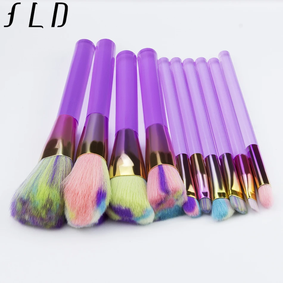 

FLD 10/12 Pieces Professional Makeup Brushes Synthetic Hair Makeup Tool Set High Quality Crystal Brushes