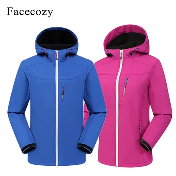 

Facecozy Men&Women 2019 New Hiking Softshell Jacket Outdoor Breathable Waterproof Fleece Windbreaker Fishing Trekking Coat