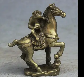 

671115836*++Chinese Brass Wealth Immediately seal the Hou Horse Monkey Shou Peach Statue