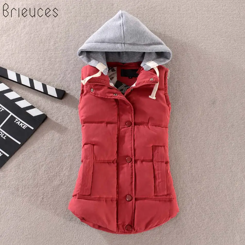 Brieuces autumn and winter vest women 2018 cotton vest with a hood patchwork cotton vest female reversible winter jacket women Brieuces autumn and winter vest women 2018 cotton vest with a hood patchwork cotton vest female reversible winter jacket women