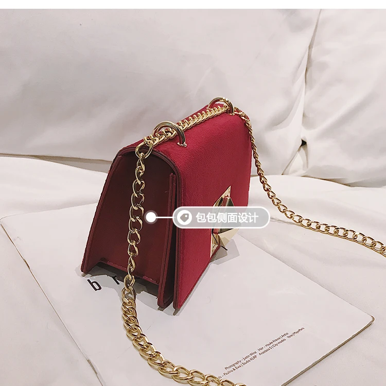 Ретро модная женская квадратная сумка Новая высококачественная замшевая женская дизайнерская роскошная сумка с замком на цепочке сумка через плечо