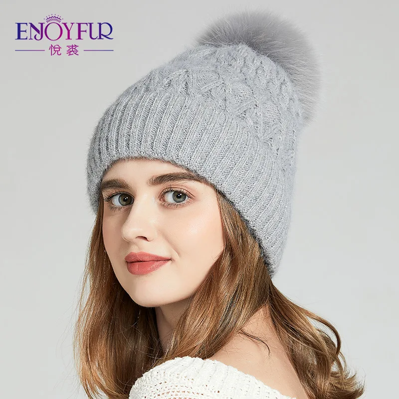 ENJOYFUR Шапка женская зимняя толстая модная из имитации соболиного меха с теплой