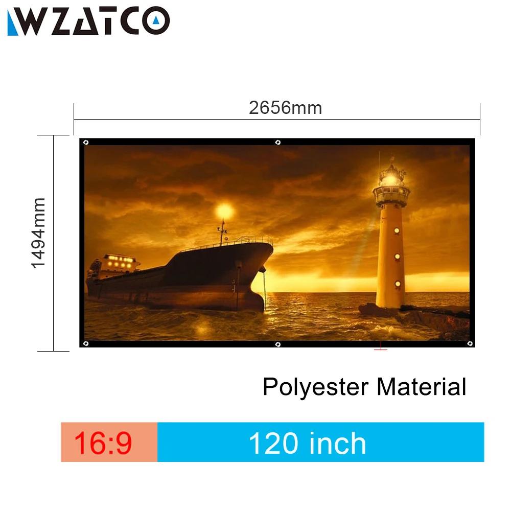 WZATCO 100 بوصة شاشة 120 بوصة 16:9 دون إطار المحمولة البوليستر الإسقاط شاشة ل HD LED CTL80 C80 UC46 العارض متعاطي المخدرات WZATCO 100 بوصة شاشة 120 بوصة 16:9 دون إطار المحمولة البوليستر الإسقاط شاشة ل HD LED CTL80 C80 UC46 العارض متعاطي المخدرات