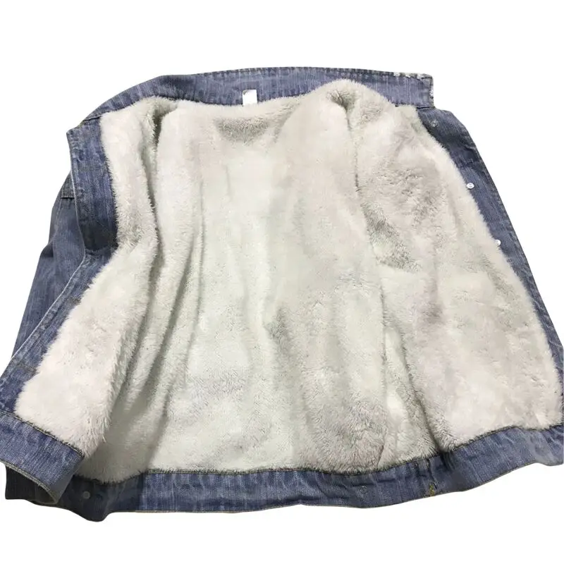 

Winter Warm Fur Jeans Jacket Women Bomber Jacket Blue Denim Jacket Female Coat with Full Warm Lining & Front Button Flat Pockets