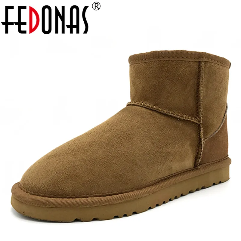 

FEDONAS Top Quality Genuine Sheepskin Leather Snow Boots for Women Waterproof Winter Boots 100% Natural Fur Wool Women Boots