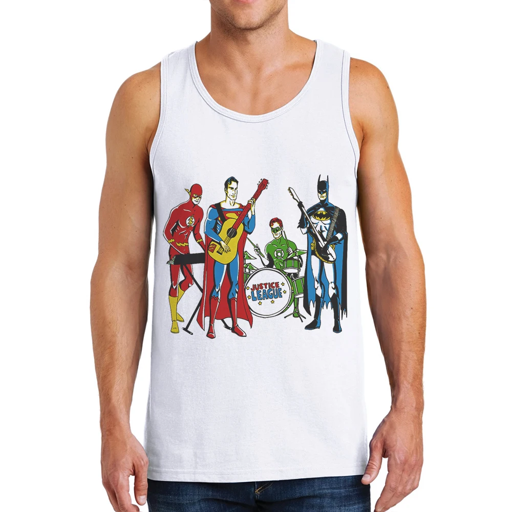 

2019 New Arrival Superhero Funny Printed Men Tank Tops Cotton Casual Male Vest Sleeveless Shirt Rock Band Clothes Hipster Tanks