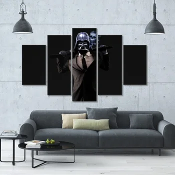 

Black background skull canvas wall art abstract print home decor for living room pictures 5 panel large poster HD printed