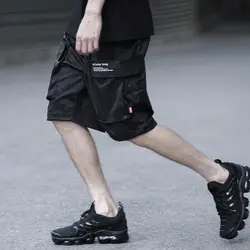 2019 для мужчин летняя рабочая одежда Jogger повседневное Мужской Дышащие Удобные шорты человек по колено большие карманы черные брюки