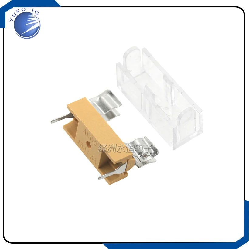 One Lot 20pcs 5*20MM Fuse Holder Clip PCB Mount Fuse Block With Transparent Cover HQ 2Pin 24mm