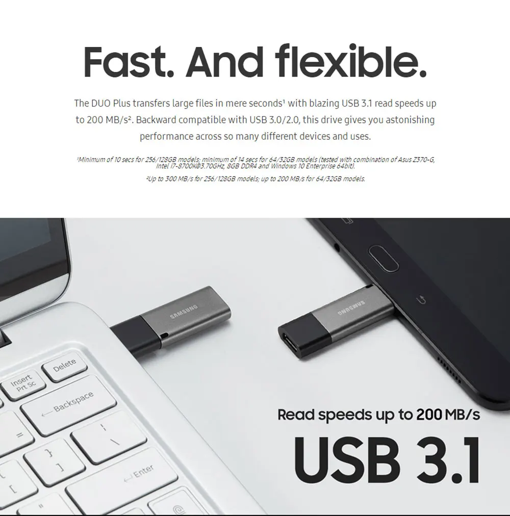 USB флеш-накопитель SAMSUNG 32 ГБ, 64 ГБ, двойной порт, флеш-накопитель USB3.1, Тип C, тип A, флешка, карта памяти, 128 ГБ, 256 ГБ, для смартфона, планшета