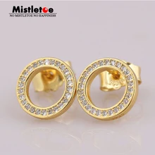 Аутентичные 925 пробы серебряные серьги-гвоздики Mistletoe Forever, Сияющие и прозрачные фианиты, европейские ювелирные изделия DIY