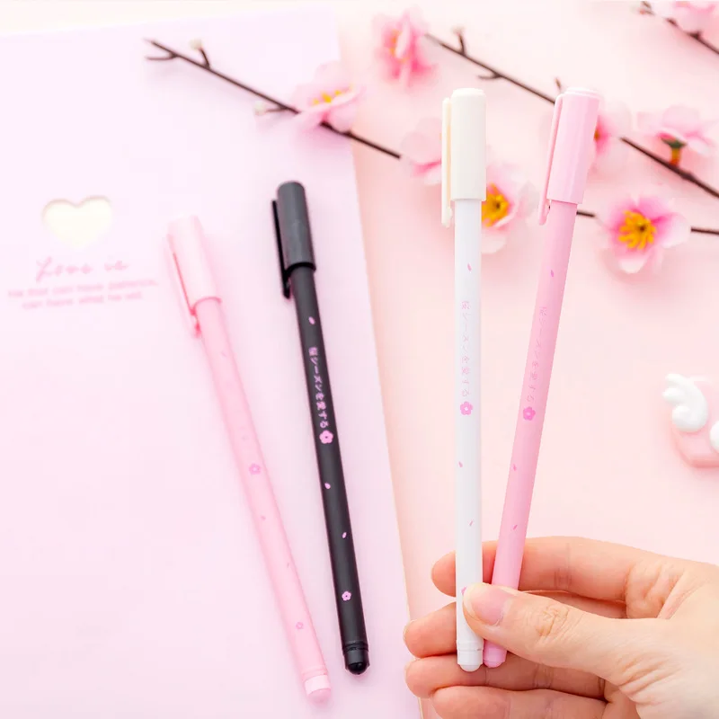 

3 pcs/lot Romantic Sakura Gel Pen Rollerball Pen School Office Supply Student Stationery Signing Pen Black Ink 0.38mm