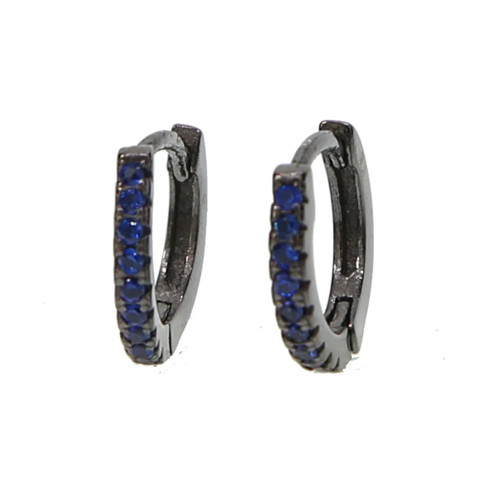 100% 925 sterling silver 10-12mm very tiny mini circle blue red green white cubic zirconia circle clip on women multiple earring