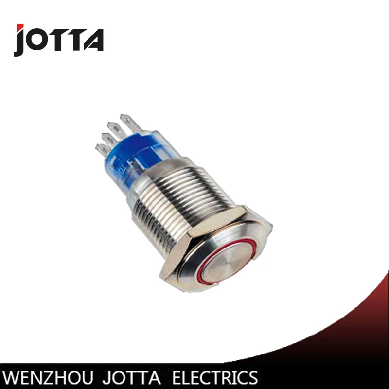

GQ19F-11EZ 19mm 1NO 1NC Latching LED light Ring Lamp type metal push button switch with flat round