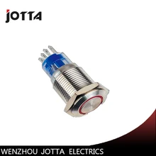 GQ19F-11EZ 19mm 1NO 1NC Latching LED light Ring Lamp type metal push button switch with flat round GQ19F-11EZ 19mm 1NO 1NC Latching LED light Ring Lamp type metal push button switch with flat round