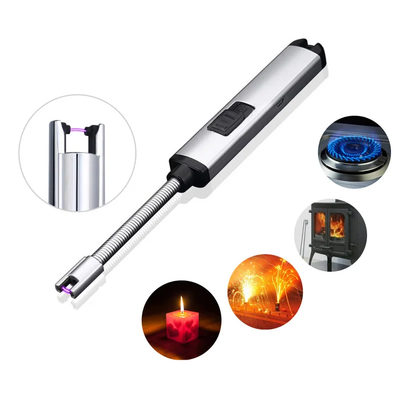 

Rechargeable Kitchen Candle Lighter Long Handle Electric Arc Lighter Tools Windproof Safe Pulsed Lighters for Cooking Camping