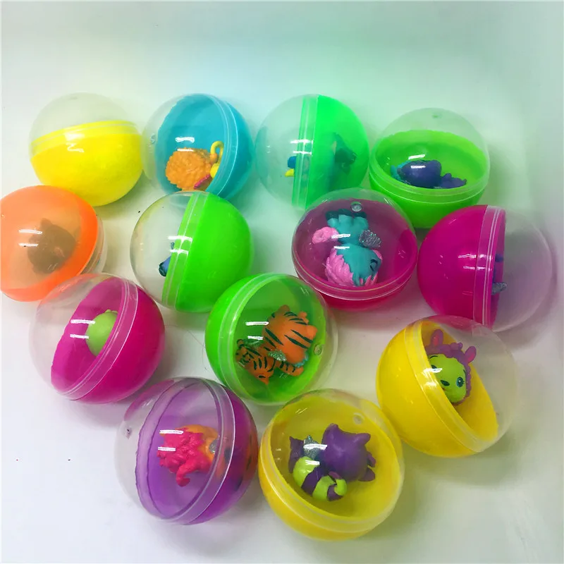 10pc/lot 45mm diameter plastic color balls capsules toys with inside mini dolls toys randomly mix for vending machine 3